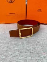 New Replica Hermes Gold Tube H belt buckle & Reversible leather strap 38mm Men
